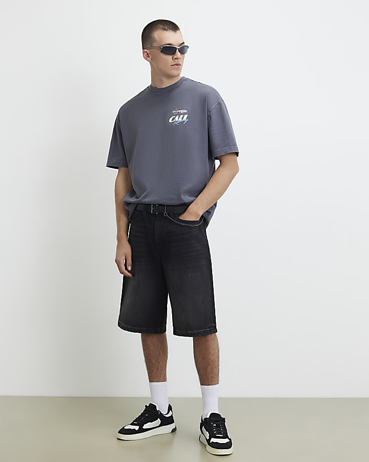 Grey Oversized Fit Cali Car T-Shirt
