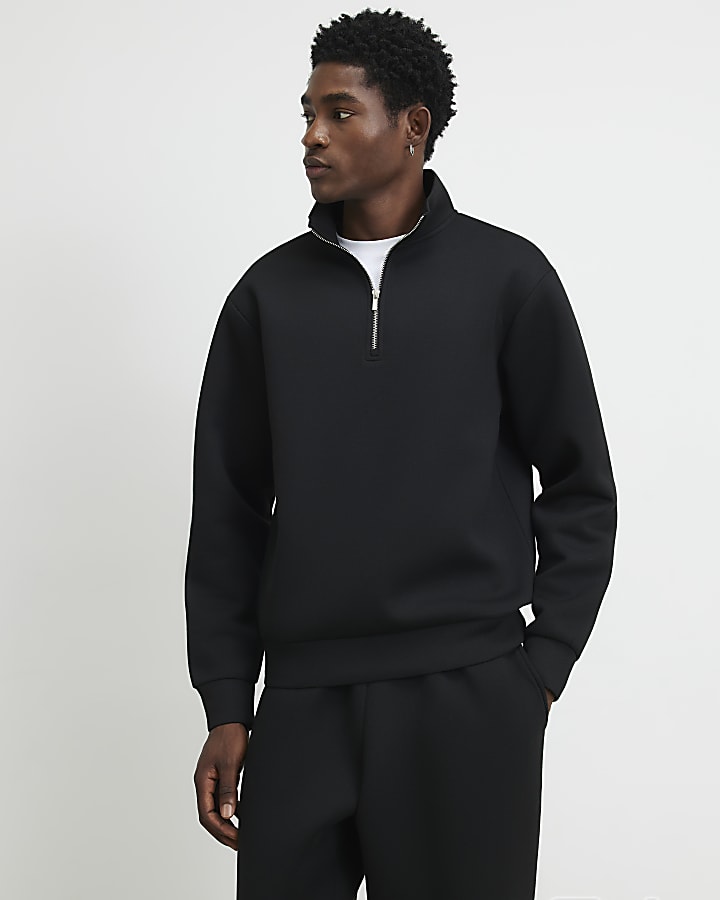 Black Premium Funnel Neck Sweatshirt