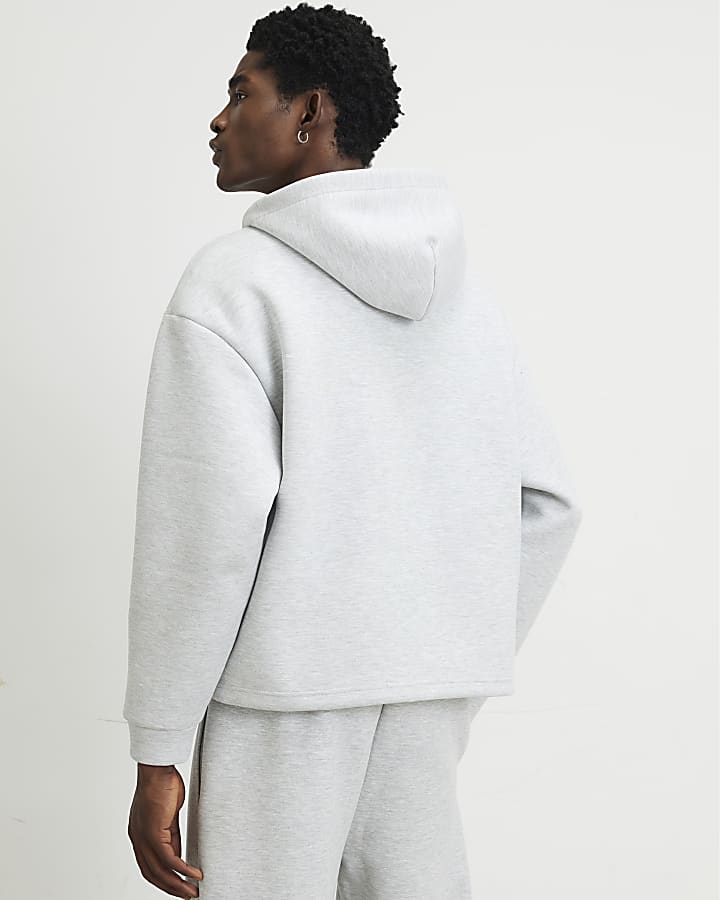 Grey Premium Cotton Zip Through Hoodie