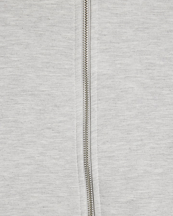 Grey Premium Cotton Zip Through Hoodie