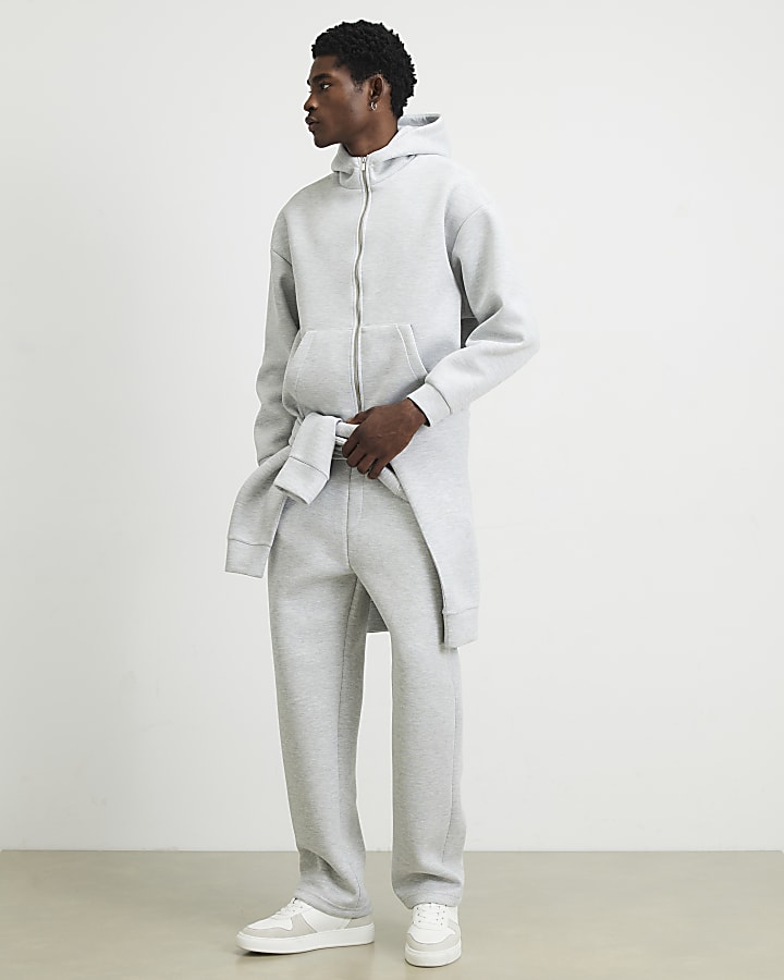 Grey Premium Cotton Zip Through Hoodie