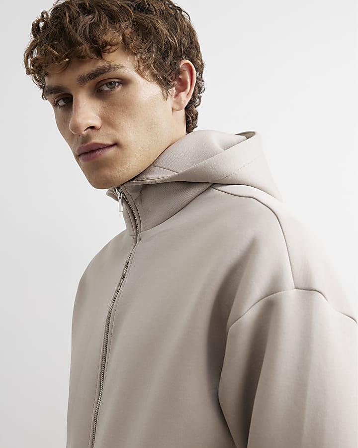 Beige Oversized Fit Premium Hoodie