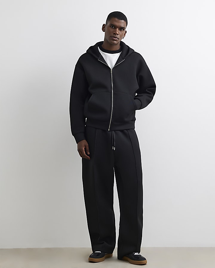 Black Premium Oversized Zip Up Hoodie