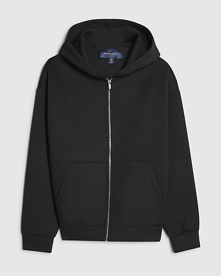 Black Premium Oversized Zip Up Hoodie