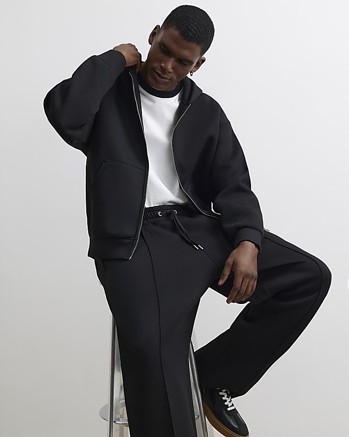 Black Premium Oversized Zip Up Hoodie