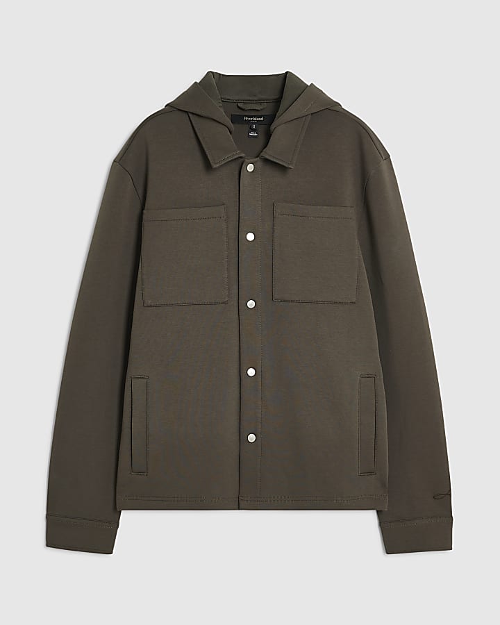 Khaki Premium Slim Fit Hooded Overshirt