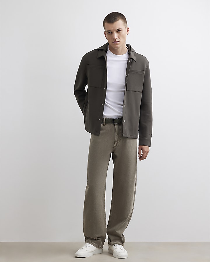 Khaki Premium Slim Fit Hooded Overshirt