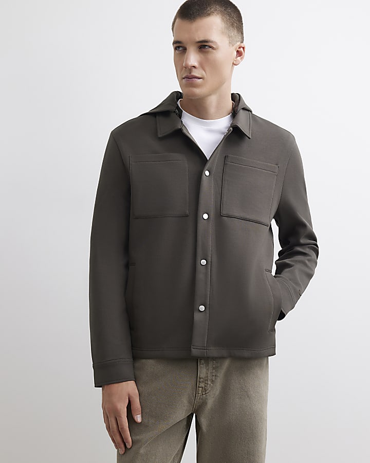 Khaki Premium Slim Fit Hooded Overshirt