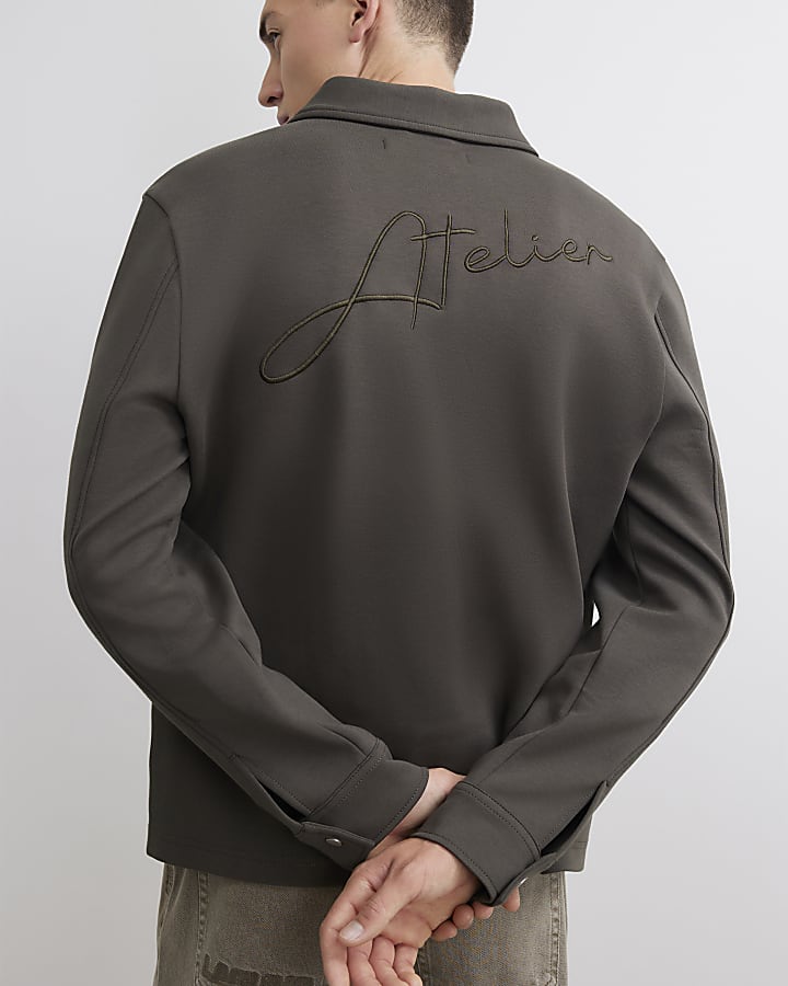 Khaki Premium Slim Fit Hooded Overshirt