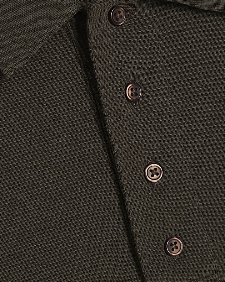 Khaki Oversized Fit Buttoned Polo Shirt