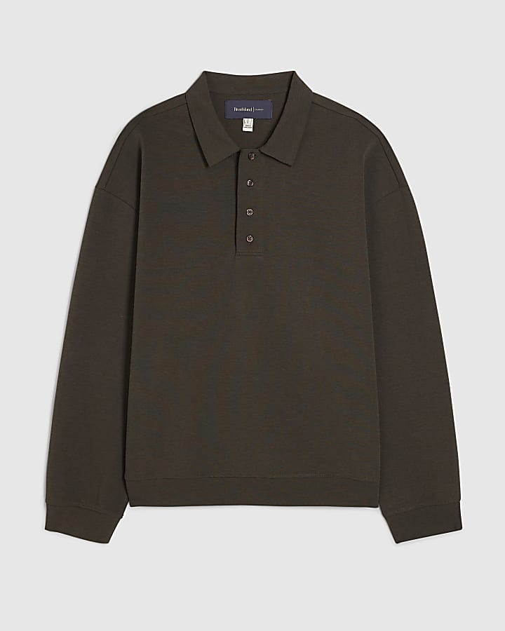 Khaki Oversized Fit Buttoned Polo Shirt