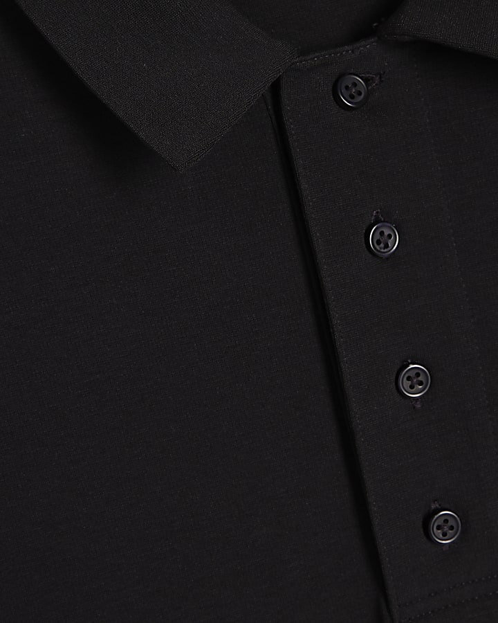Navy Oversized Fit Quarter Button Polo Shirt
