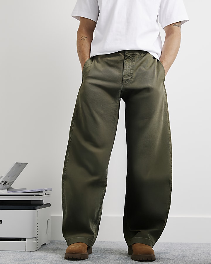 Green Barrel Leg Trousers