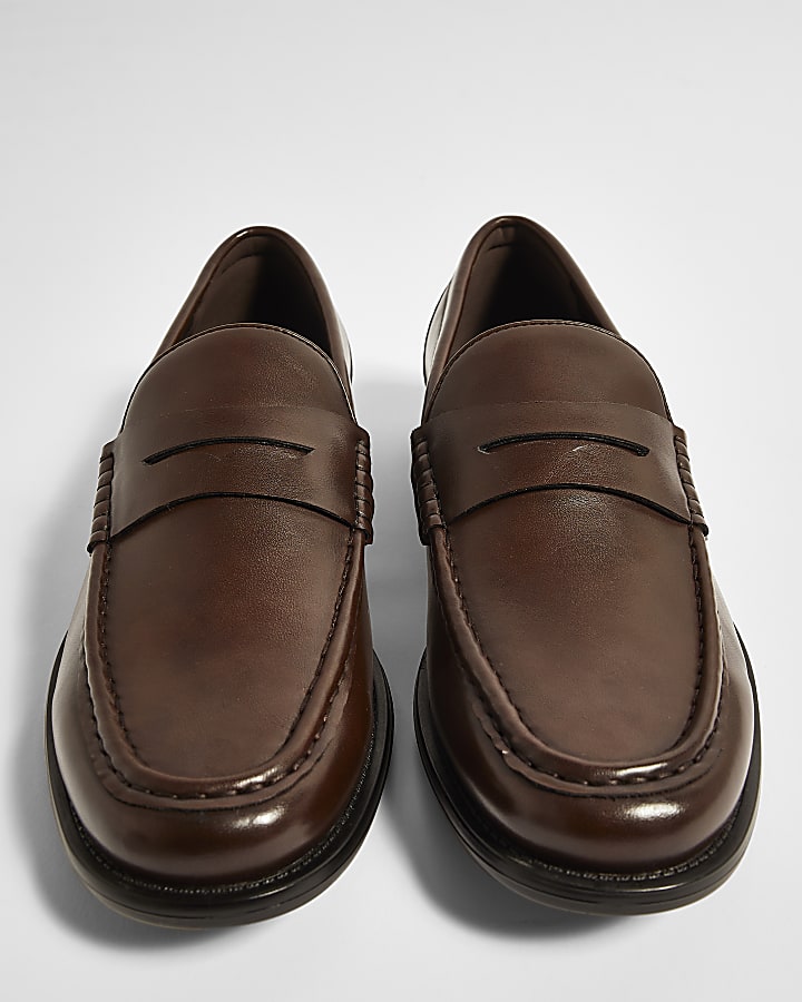 Burgundy Faux Leather Loafers