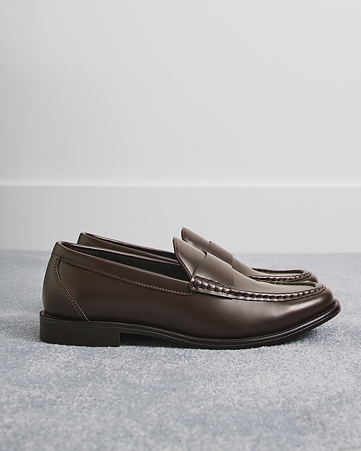 Burgundy Faux Leather Loafers