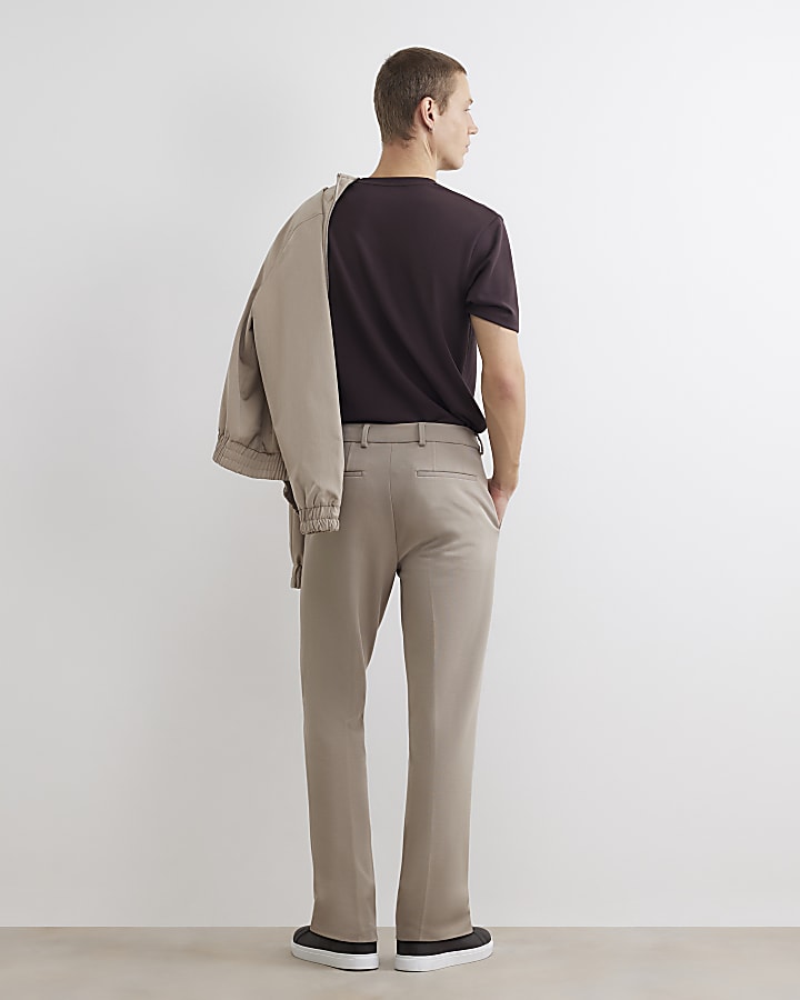 Beige Skinny Fit Elasticated Trousers