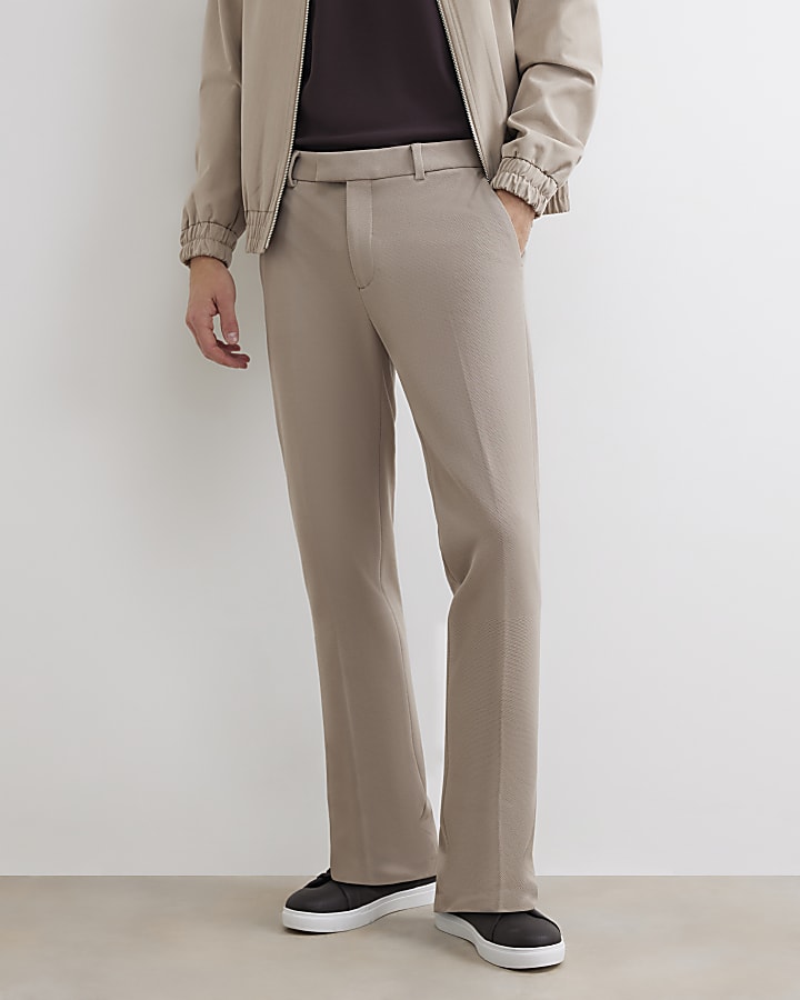 Beige Skinny Fit Elasticated Trousers