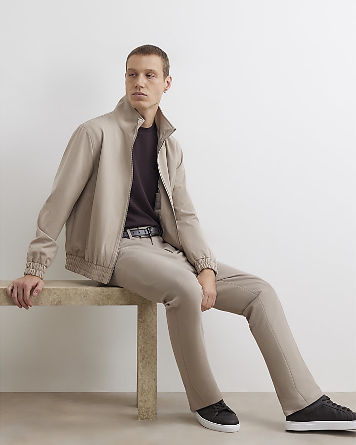 Beige Skinny Fit Elasticated Trousers