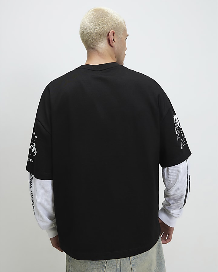 Black Oversized Fit Cotton Cherub T-Shirt