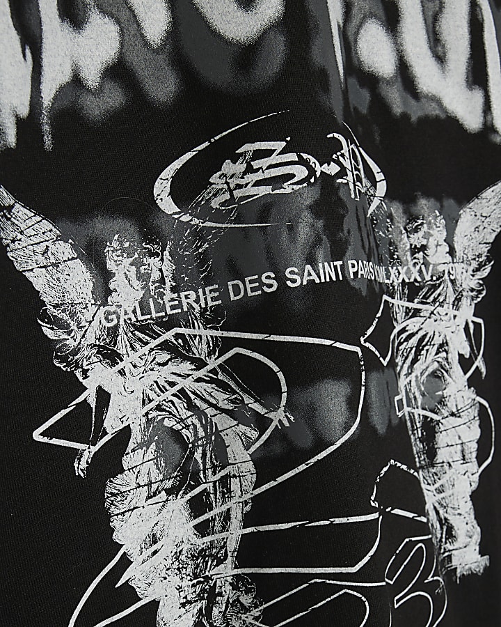 Black Oversized Fit Cotton Cherub T-Shirt