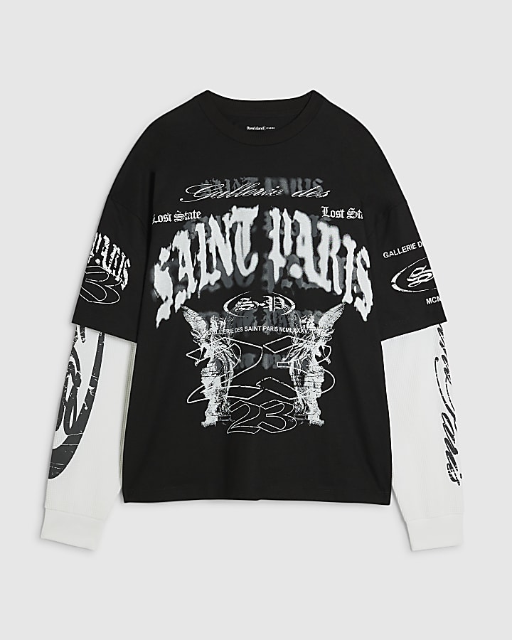 Black Oversized Fit Cotton Cherub T-Shirt