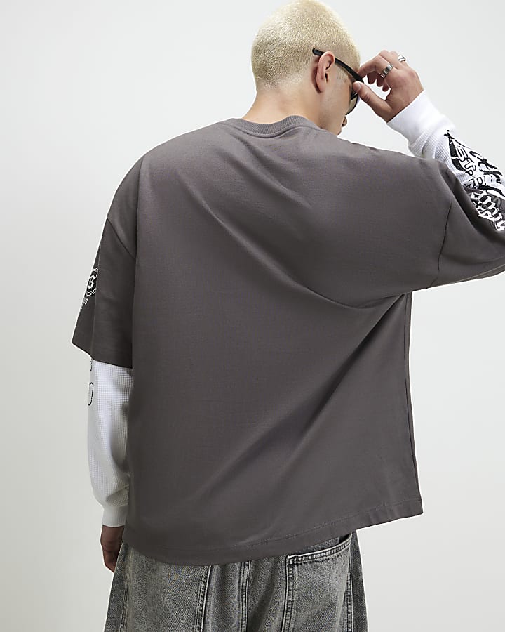 Grey Oversized Fit Cotton Cherub T-Shirt