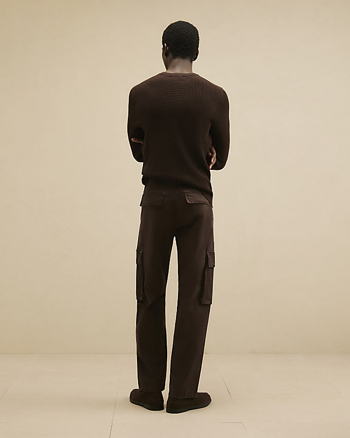 Brown Loose Fit Cargo Trousers