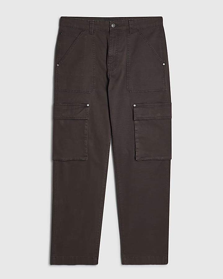 Brown Loose Fit Cargo Trousers