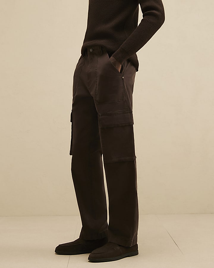 Brown Loose Fit Cargo Trousers