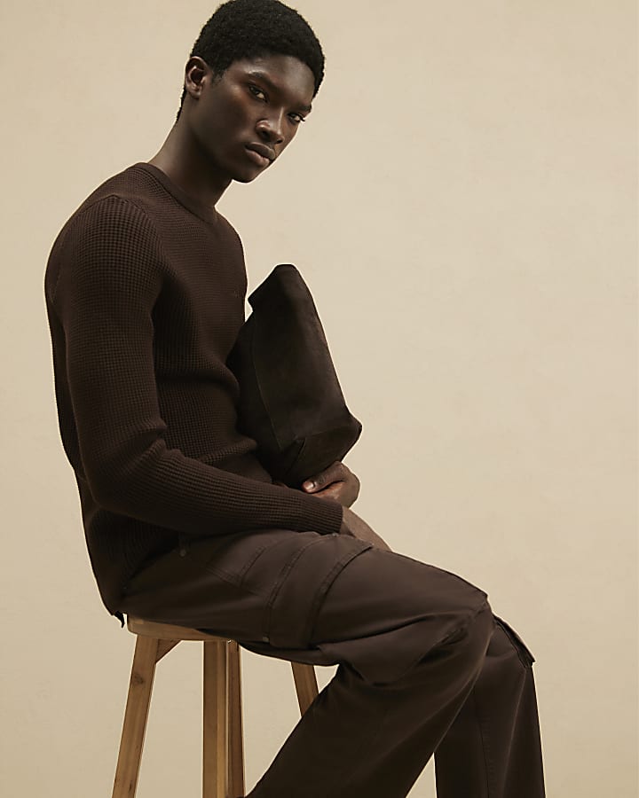 Brown Loose Fit Cargo Trousers