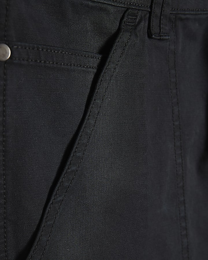 Black Loose Fit Cotton Cargo Trousers