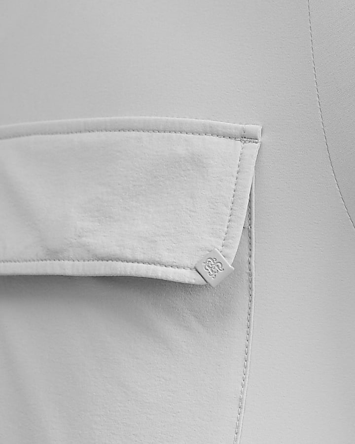 Ecru Muscle Fit Funnel Neck Cotton Shacket