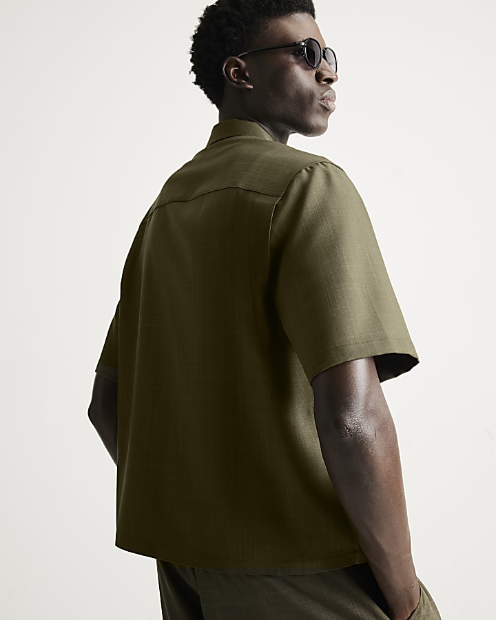 Khaki RI Studio Short Sleeve Wrap Blazer