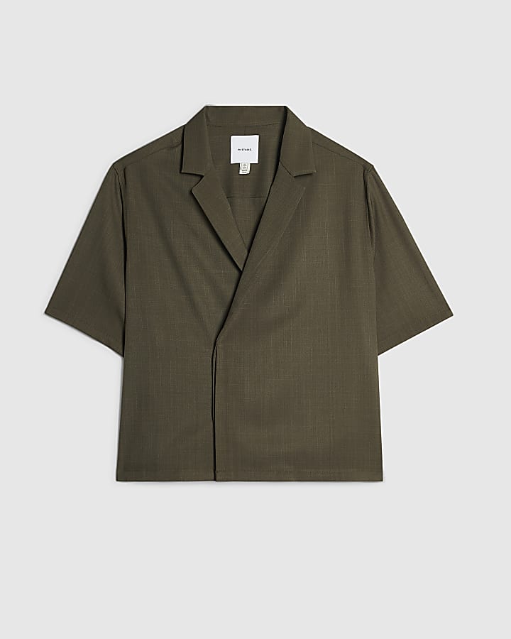 Khaki RI Studio Short Sleeve Wrap Blazer