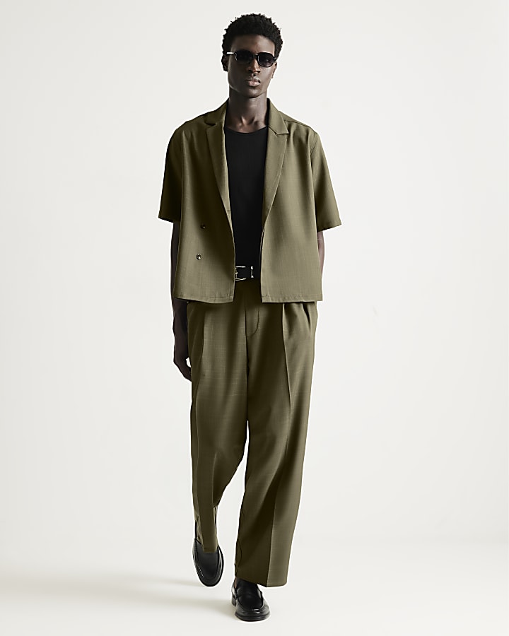 Khaki RI Studio Short Sleeve Wrap Blazer