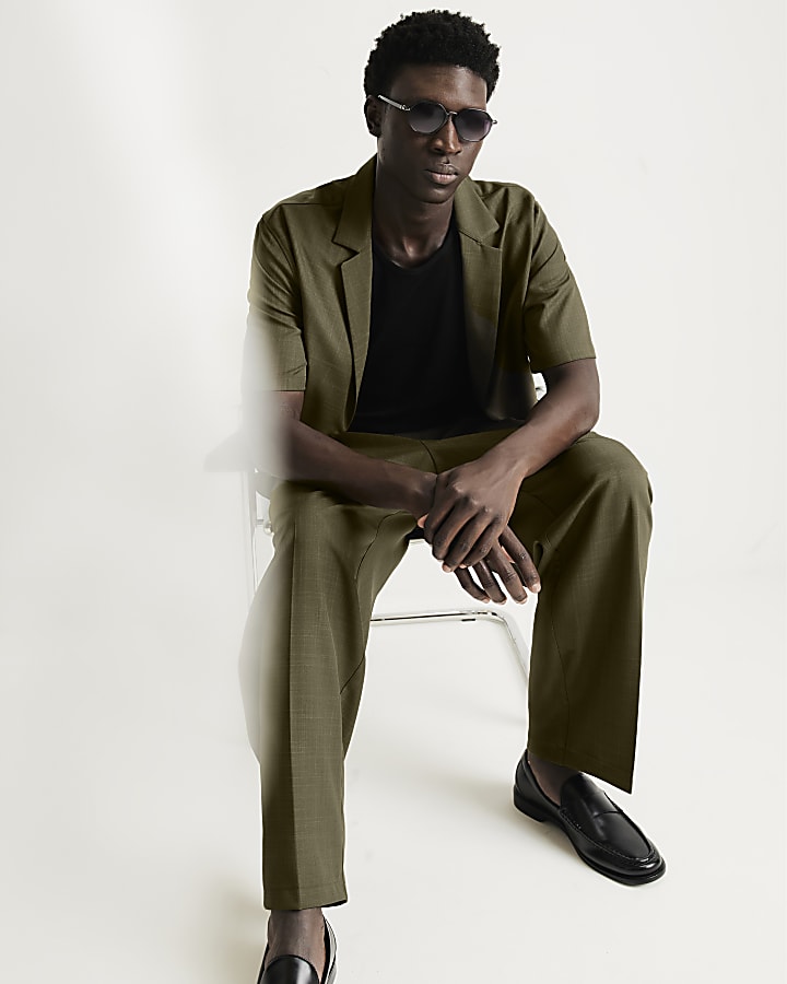 Khaki RI Studio Short Sleeve Wrap Blazer