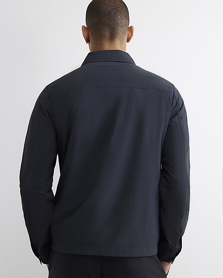 Blue Muscle Fit Funnel Neck Shacket