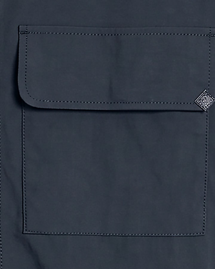 Blue Muscle Fit Funnel Neck Shacket