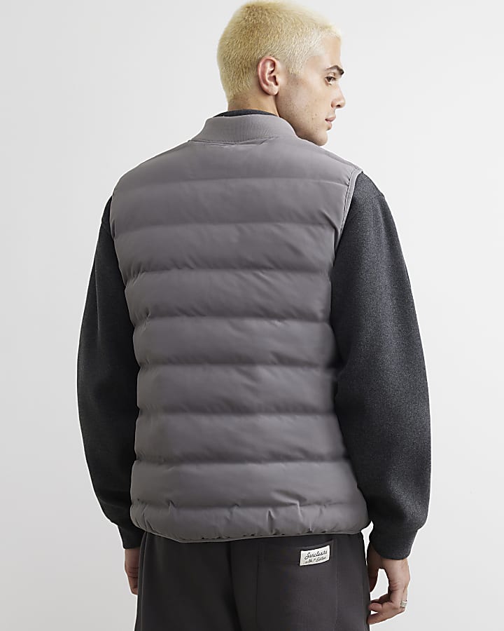 Grey Muscle Fit Cotton Gilet