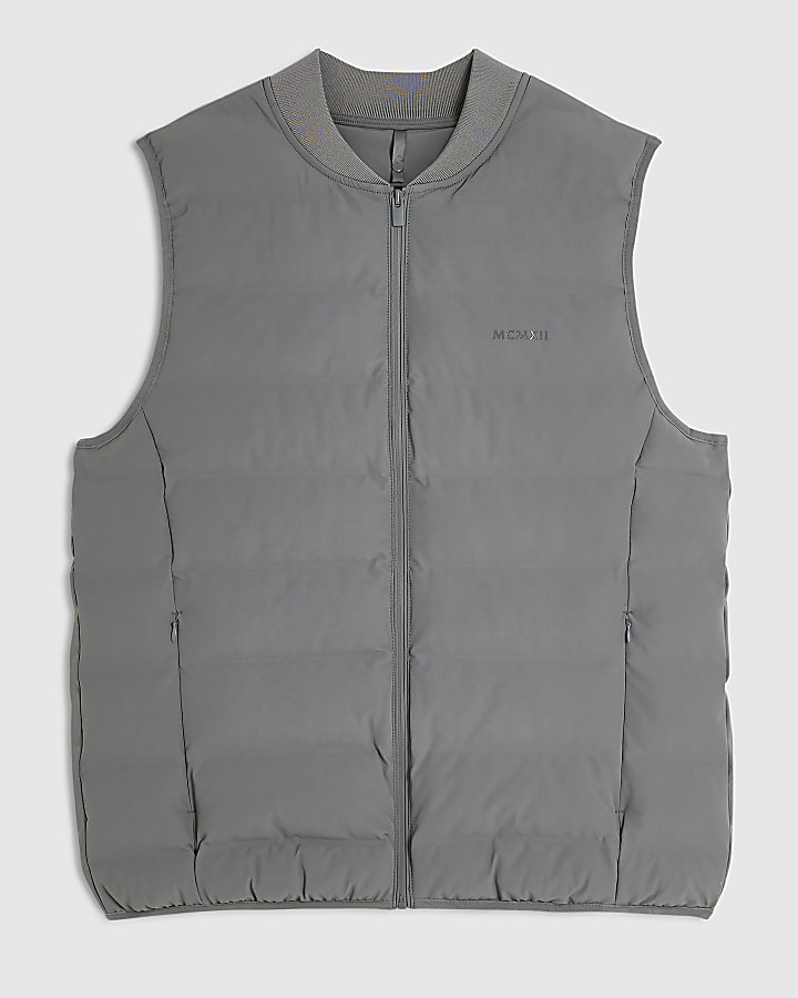 Grey Muscle Fit Cotton Gilet