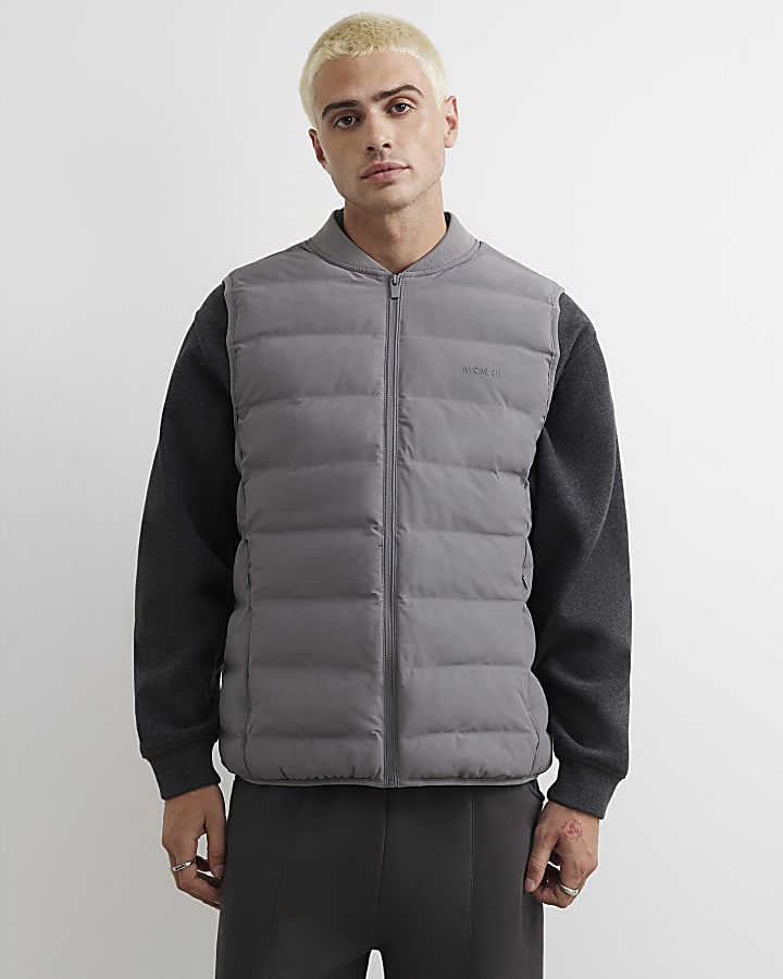 Grey Muscle Fit Cotton Gilet