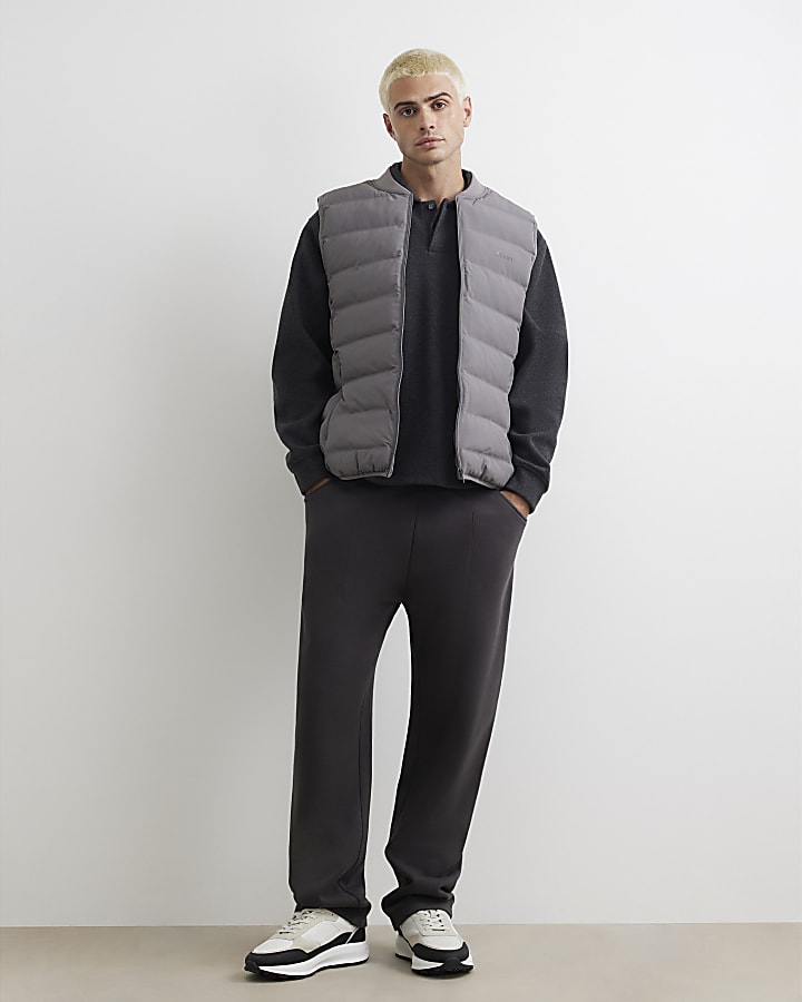 Grey Muscle Fit Cotton Gilet