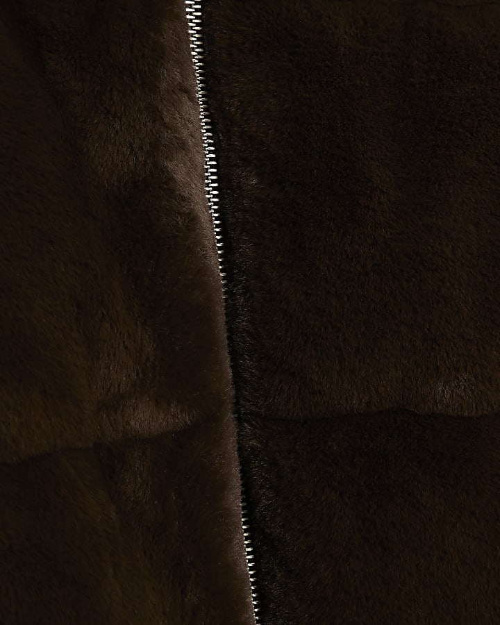 Brown Faux Fur Padded Puffa Jacket