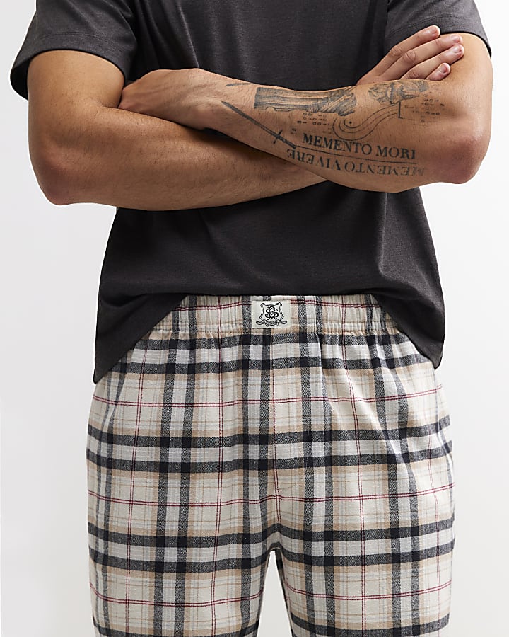 Grey Woven Check Loungewear Set