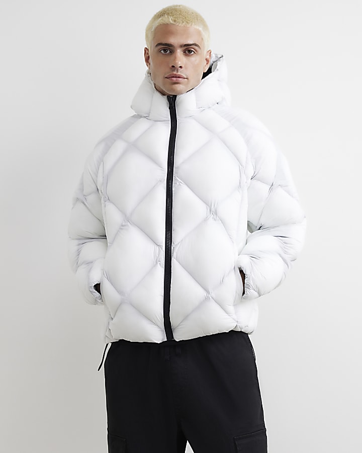 White Diamond Quilted Puffer Jacket