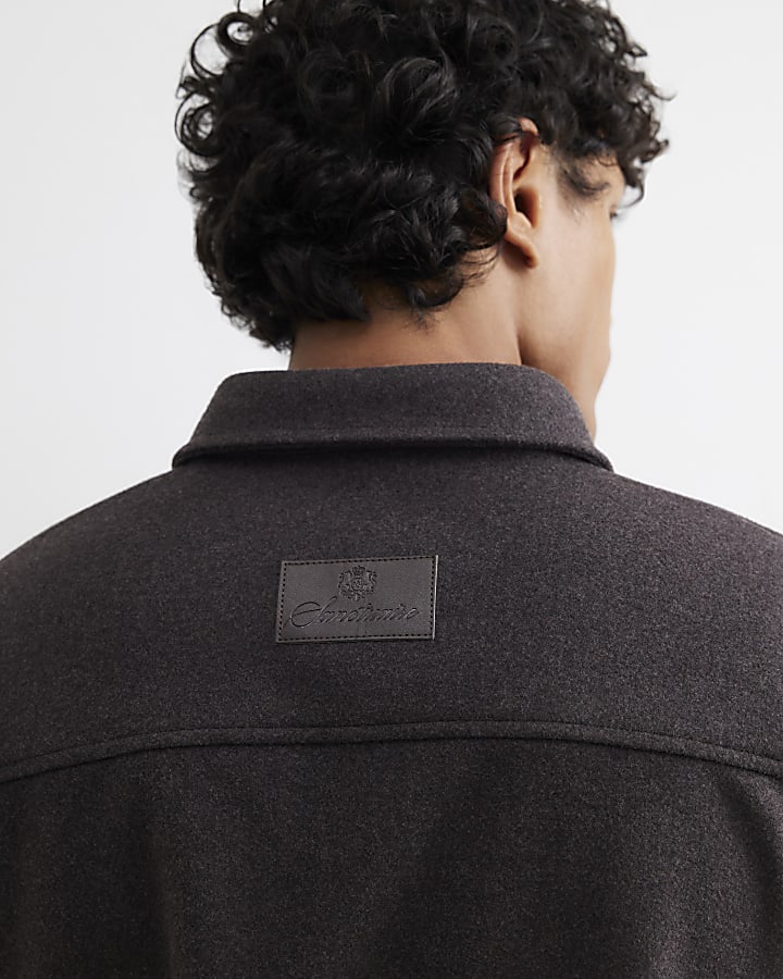 Brown Cotton Embroidered Overshirt