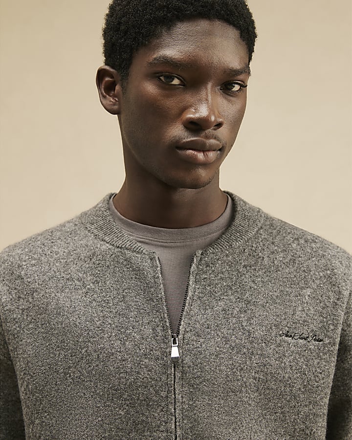 Grey Cotton Sanctuaire Zip Up Jacket
