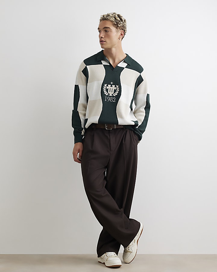 Green Cotton Geometric Polo Shirt