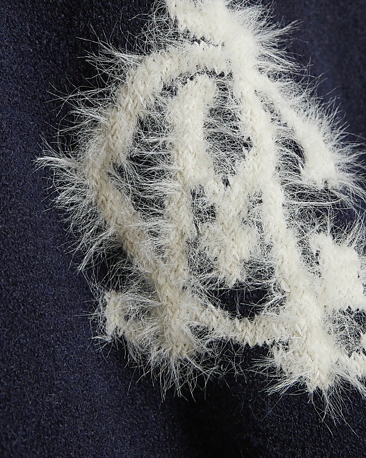 Navy Regular Fit Monogram Cosy Knit Jumper