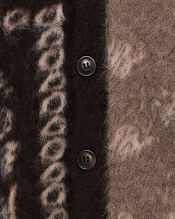 Brown Boxy Fit Paisley Brushed Cardigan
